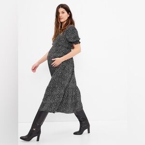 GAP Black Floral Midi Dress